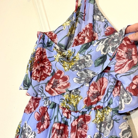 avlux Tiered Romper Floral Palm Print Jumper Halter Tied High Neck Shorts - Picture 10 of 12